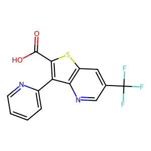 3-(2-Pyridinyl)-6-(trifluoromethyl)thieno[3,2-b]pyridine-2-carboxylic acid structure