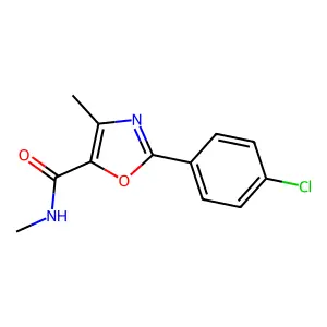 2-(4-chlorophenyl)-N,4-dimethyl-1,3-oxazole-5-carboxamide structure