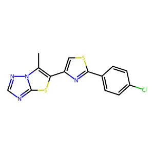 5-[2-(4-chlorophenyl)-1,3-thiazol-4-yl]-6-methyl[1,3]thiazolo[3,2-b][1,2,4]triazole structure