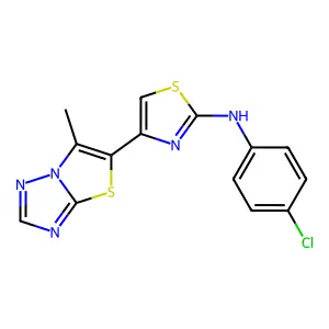 N-(4-chlorophenyl)-4-(6-methyl[1,3]thiazolo[3,2-b][1,2,4]triazol-5-yl)-1,3-thiazol-2-amine structure
