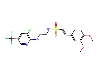 (E)-N-(2-{[3-chloro-5-(trifluoromethyl)-2-pyridinyl]amino}ethyl)-2-(3,4-dimethoxyphenyl)-1-ethenesulfonamide structure