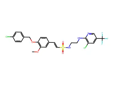 (E)-2-{4-[(4-chlorobenzyl)oxy]-3-methoxyphenyl}-N-(2-{[3-chloro-5-(trifluoromethyl)-2-pyridinyl]amino}ethyl)-1-ethenesulfonamide structure