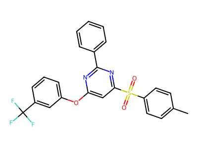 4-(4-Methylphenyl)sulfonyl-2-phenyl-6-[3-(trifluoromethyl)phenoxy]pyrimidine structure