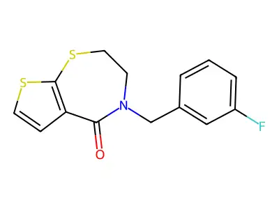 4-(3-fluorobenzyl)-3,4-dihydrothieno[3,2-f][1,4]thiazepin-5(2H)-one structure
