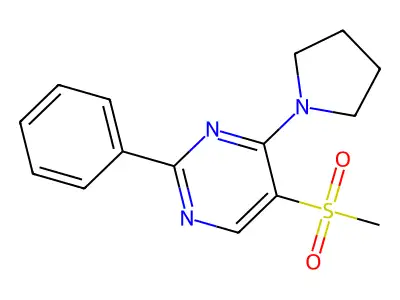 Methyl 2-phenyl-4-(1-pyrrolidinyl)-5-pyrimidinyl sulfone structure
