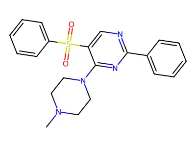 5-(Benzenesulfonyl)-4-(4-methylpiperazin-1-yl)-2-phenylpyrimidine structure