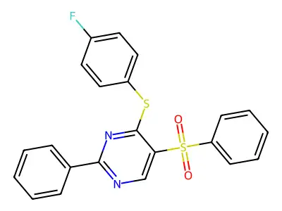 4-[(4-Fluorophenyl)sulfanyl]-2-phenyl-5-pyrimidinyl phenyl sulfone structure