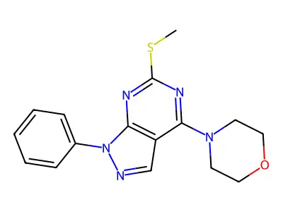 6-(methylsulfanyl)-4-morpholino-1-phenyl-1H-pyrazolo[3,4-d]pyrimidine structure