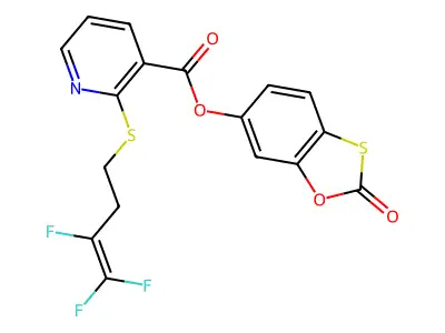 2-Oxo-1,3-benzoxathiol-6-yl 2-[(3,4,4-trifluoro-3-butenyl)sulfanyl]nicotinate structure
