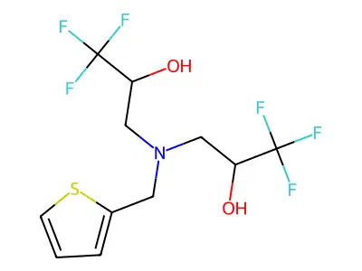 1,1,1-trifluoro-3-[(2-thienylmethyl)(3,3,3-trifluoro-2-hydroxypropyl)amino]-2-propanol structure
