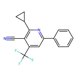 2-Cyclopropyl-6-phenyl-4-(trifluoromethyl)pyridine-3-carbonitrile structure