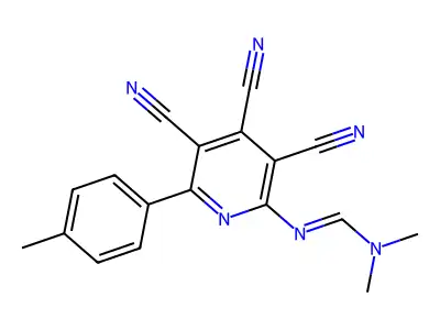 N,N-dimethyl-N'-[3,4,5-tricyano-6-(4-methylphenyl)-2-pyridinyl]iminoformamide structure