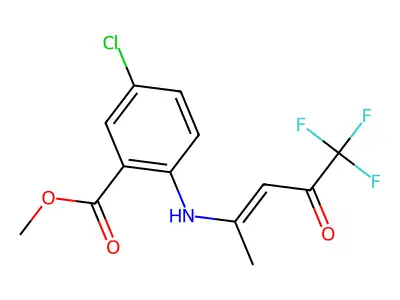 methyl 5-chloro-2-{[(E)-4,4,4-trifluoro-1-methyl-3-oxo-1-butenyl]amino}benzenecarboxylate structure