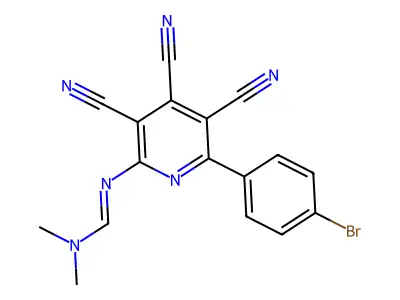 N'-[6-(4-bromophenyl)-3,4,5-tricyano-2-pyridinyl]-N,N-dimethyliminoformamide structure