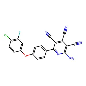 2-Amino-6-[4-(4-chloro-3-fluorophenoxy)phenyl]-3,4,5-pyridinetricarbonitrile structure