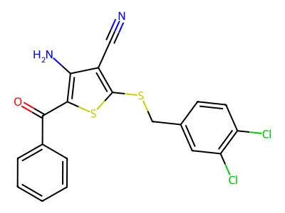 4-Amino-5-benzoyl-2-[(3,4-dichlorobenzyl)sulfanyl]-3-thiophenecarbonitrile structure