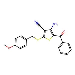 4-Amino-5-benzoyl-2-[(4-methoxybenzyl)sulfanyl]-3-thiophenecarbonitrile structure