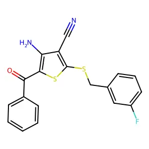 4-Amino-5-benzoyl-2-[(3-fluorobenzyl)sulfanyl]-3-thiophenecarbonitrile structure
