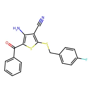 4-Amino-5-benzoyl-2-[(4-fluorobenzyl)sulfanyl]-3-thiophenecarbonitrile structure