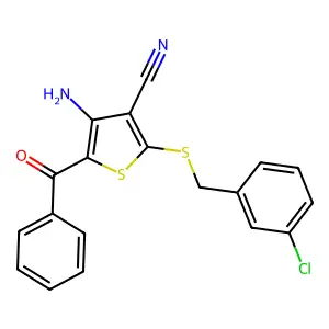 4-Amino-5-benzoyl-2-[(3-chlorobenzyl)sulfanyl]-3-thiophenecarbonitrile structure