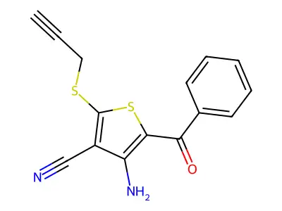 4-Amino-5-benzoyl-2-(2-propynylsulfanyl)-3-thiophenecarbonitrile structure