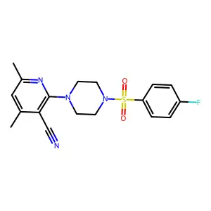 2-{4-[(4-Fluorophenyl)sulfonyl]piperazino}-4,6-dimethylnicotinonitrile structure