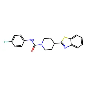 4-(1,3-benzothiazol-2-yl)-N-(4-fluorophenyl)tetrahydro-1(2H)-pyridinecarboxamide structure