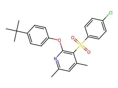 2-[4-(Tert-butyl)phenoxy]-4,6-dimethyl-3-pyridinyl 4-chlorophenyl sulfone structure