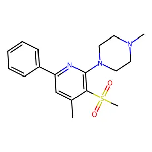 1-Methyl-4-[4-methyl-3-(methylsulfonyl)-6-phenyl-2-pyridinyl]piperazine structure