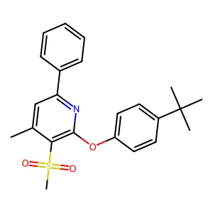 2-[4-(Tert-butyl)phenoxy]-4-methyl-6-phenyl-3-pyridinyl methyl sulfone structure
