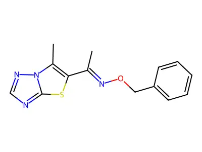 1-(6-methyl-[1,3]thiazolo[3,2-b][1,2,4]triazol-5-yl)-N-phenylmethoxyethanimine structure