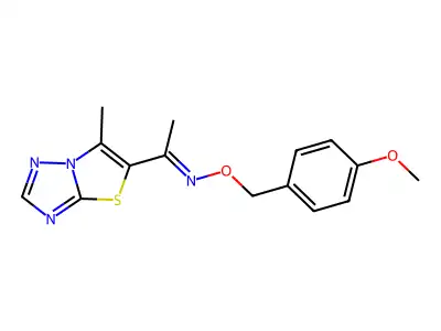 1-(6-methyl[1,3]thiazolo[3,2-b][1,2,4]triazol-5-yl)-1-ethanone O-(4-methoxybenzyl)oxime structure