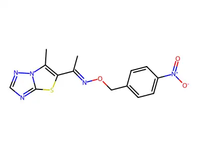 1-(6-methyl[1,3]thiazolo[3,2-b][1,2,4]triazol-5-yl)-1-ethanone O-(4-nitrobenzyl)oxime structure
