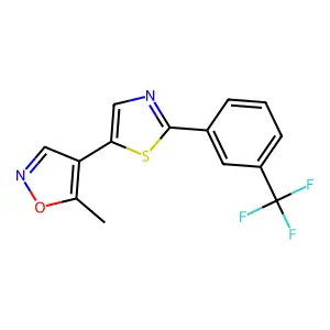 5-Methyl-4-{2-[3-(trifluoromethyl)phenyl]-1,3-thiazol-5-yl}isoxazole structure