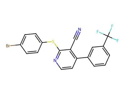 2-[(4-Bromophenyl)sulfanyl]-4-[3-(trifluoromethyl)phenyl]nicotinonitrile structure