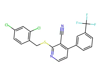 2-[(2,4-Dichlorobenzyl)sulfanyl]-4-[3-(trifluoromethyl)phenyl]nicotinonitrile structure