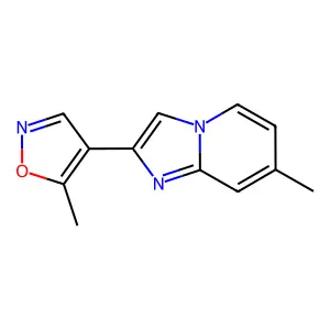 7-Methyl-2-(5-methyl-4-isoxazolyl)imidazo[1,2-a]pyridine structure