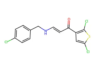 (E)-3-[(4-chlorobenzyl)amino]-1-(2,5-dichloro-3-thienyl)-2-propen-1-one structure