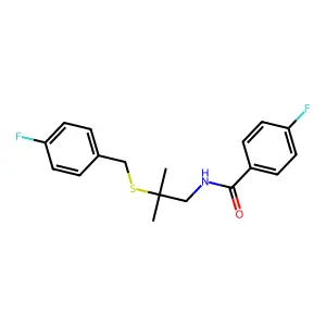 4-fluoro-N-{2-[(4-fluorobenzyl)sulfanyl]-2-methylpropyl}benzenecarboxamide structure