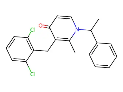 3-(2,6-dichlorobenzyl)-2-methyl-1-(1-phenylethyl)-4(1H)-pyridinone structure