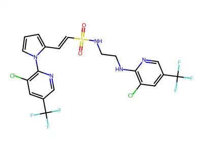 (E)-N-(2-{[3-chloro-5-(trifluoromethyl)-2-pyridinyl]amino}ethyl)-2-{1-[3-chloro-5-(trifluoromethyl)-2-pyridinyl]-1H-pyrrol-2-yl}-1-ethenesulfonamide structure