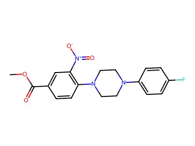 Methyl 4-[4-(4-fluorophenyl)piperazino]-3-nitrobenzenecarboxylate structure