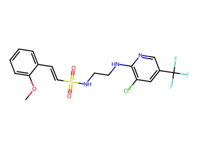 N-[2-[[3-chloro-5-(trifluoromethyl)pyridin-2-yl]amino]ethyl]-2-(2-methoxyphenyl)ethenesulfonamide structure