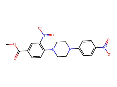 Methyl 3-nitro-4-[4-(4-nitrophenyl)piperazino]benzenecarboxylate structure