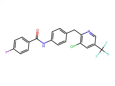 N-(4-{[3-chloro-5-(trifluoromethyl)pyridin-2-yl]methyl}phenyl)-4-iodobenzamide structure