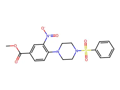 Methyl 3-nitro-4-[4-(phenylsulfonyl)piperazino]benzenecarboxylate structure
