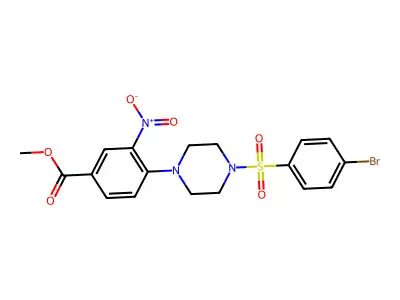 Methyl 4-{4-[(4-bromophenyl)sulfonyl]piperazino}-3-nitrobenzenecarboxylate structure
