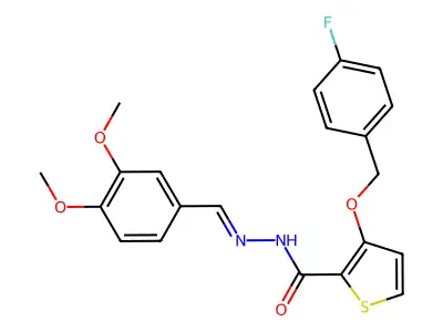 N'-[(E)-(3,4-dimethoxyphenyl)methylidene]-3-[(4-fluorobenzyl)oxy]-2-thiophenecarbohydrazide structure