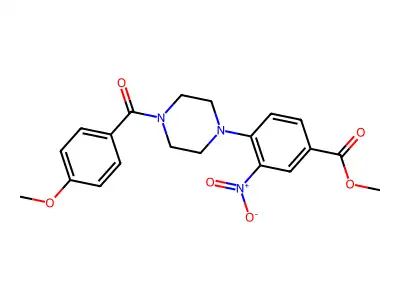 Methyl 4-[4-(4-methoxybenzoyl)piperazino]-3-nitrobenzenecarboxylate structure