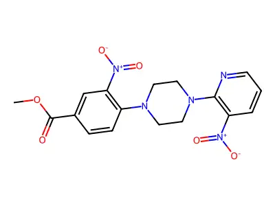 Methyl 3-nitro-4-[4-(3-nitropyridin-2-yl)piperazin-1-yl]benzoate structure